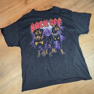DOM Back Off T Shirt Mens XL Black Dogs Lightning Graphic Tee Casual Streetwear
